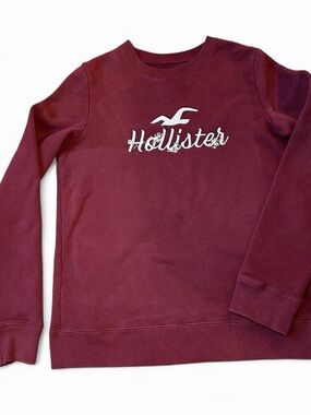Hollister Maroon Logo Crewneck Sweatshirt Women's Size Small